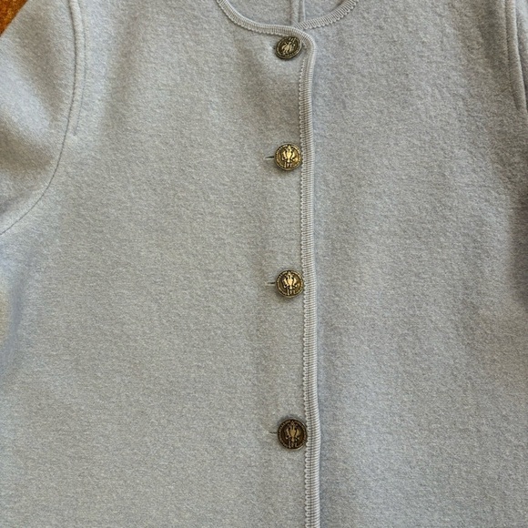 Scheiber M. 100% Wool Light Blue Vintage Smoking Jacket Crest Buttons Women’s M - Picture 6 of 16